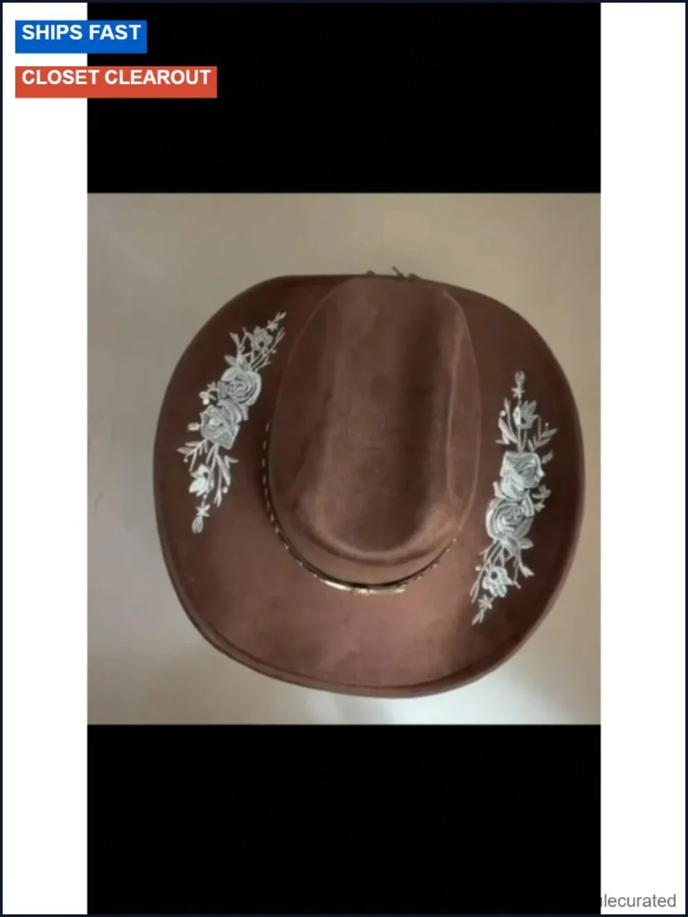 Western Cowboy Hat Felt Floral Wide Brim for Women Men Rodeo Costume